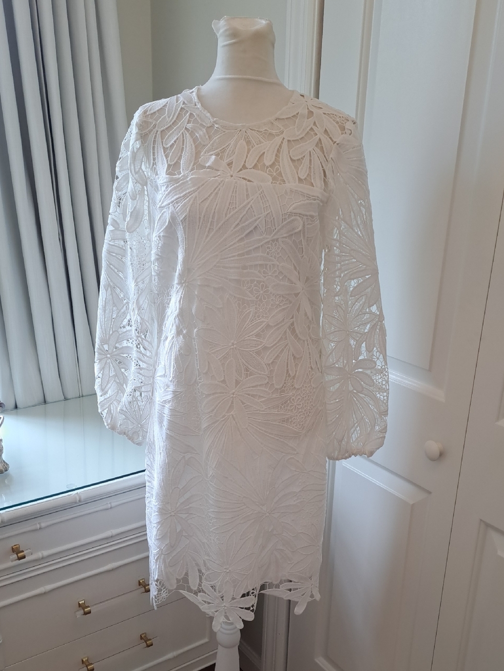 NWT Shoshanna Women Holland Bridal/Occasion Optic White Floral Lace Mini Dress 6